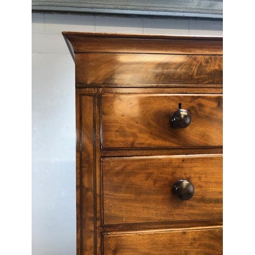 161 - Victorian Chest on Chest, Mahogany tall chest of eight drawers with traditional bun handles and inla... 