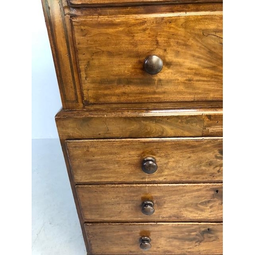 161 - Victorian Chest on Chest, Mahogany tall chest of eight drawers with traditional bun handles and inla... 