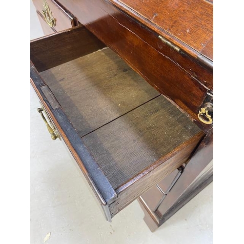 166 - Georgian Mahogany fall front Bureau with four drawers, Hidden compartments and brass fixtures