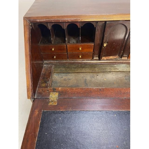 166 - Georgian Mahogany fall front Bureau with four drawers, Hidden compartments and brass fixtures