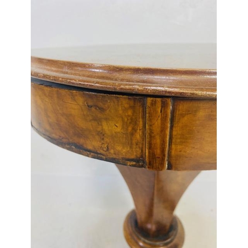 168 - Victorian sewing box on carved tripod legs, top opening to reveal storage compartments approx 71cm t... 