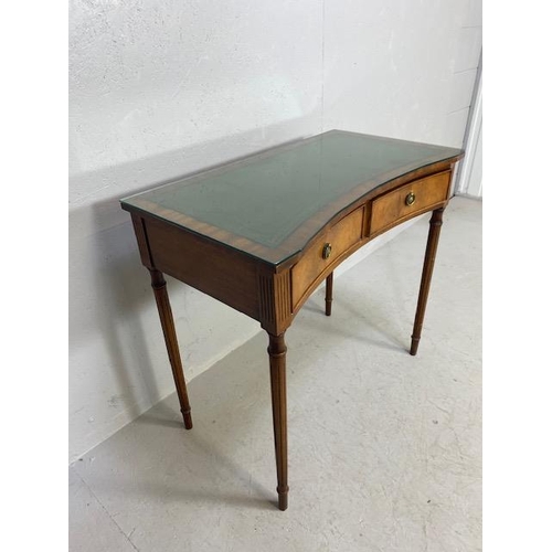 176 - Consul table or writing desk on fluted legs with leather top inlay