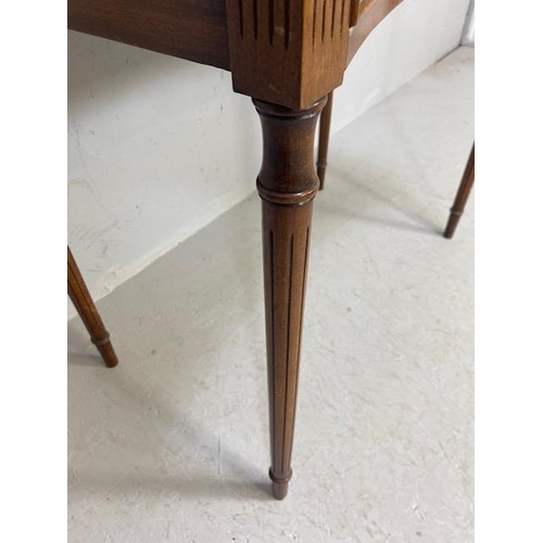 176 - Consul table or writing desk on fluted legs with leather top inlay