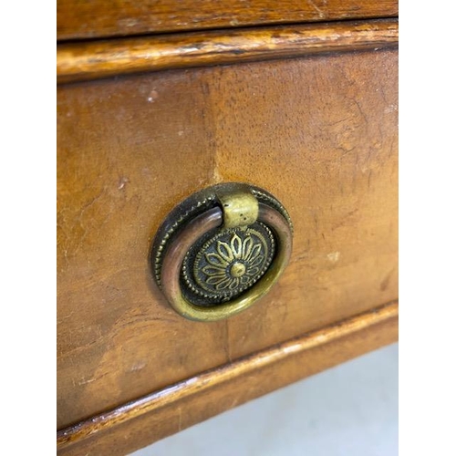 176 - Consul table or writing desk on fluted legs with leather top inlay