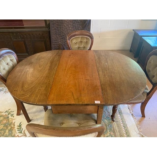 180 - Victorian folding dining table with four Victorian balloon backed chairs with button upholstered sea... 