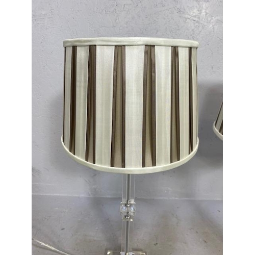 181 - Pair of modern perspex lamp stands and shades approx 61cm tall