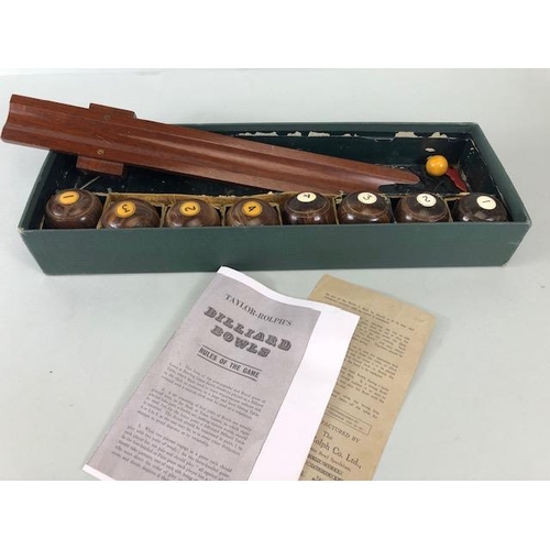 186 - Vintage Toys, set of Taylor-Rolph's Table Billiard Bowls with original instructions and part box