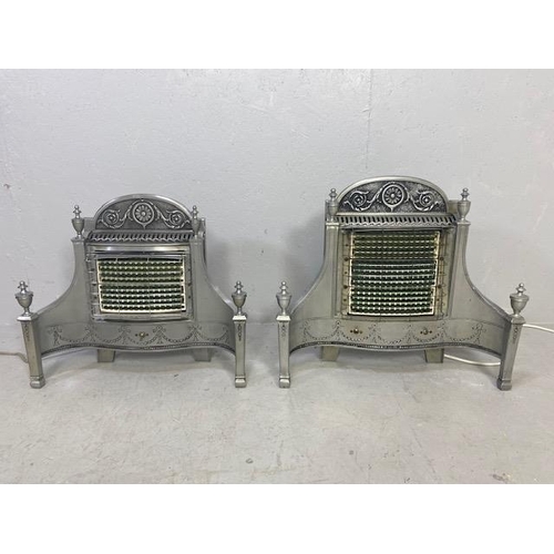 187 - Two decorative  vintage white metal Belling electric fires in the style of a regency grate