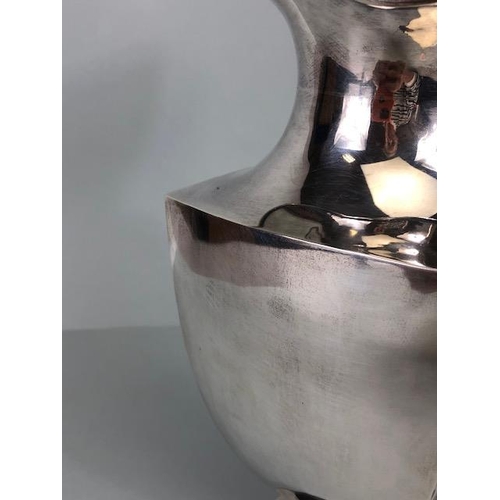 19 - Sterling Silver marked 925, maker LMM Large Silver Water Jug with wide spout, four panel design on f... 