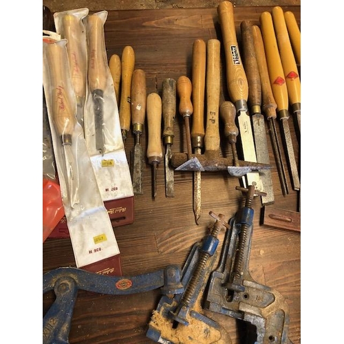 211 - Vintage Tools: A Large collection of tools to include Chisels, Mallets, clamps etc