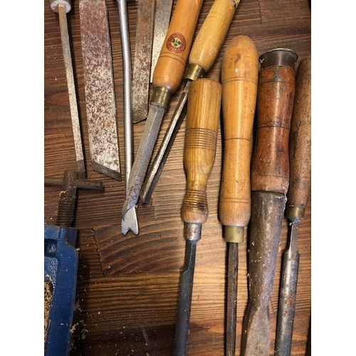 211 - Vintage Tools: A Large collection of tools to include Chisels, Mallets, clamps etc