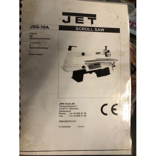 218 - Tools: A Jet Scroll Saw JSS-16A on stand with Operating Instructions