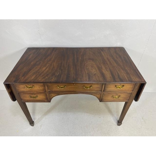 235 - Antique furniture, mahogany side table with 4 drawers and a central cutlery drawer, drop flaps to ea... 