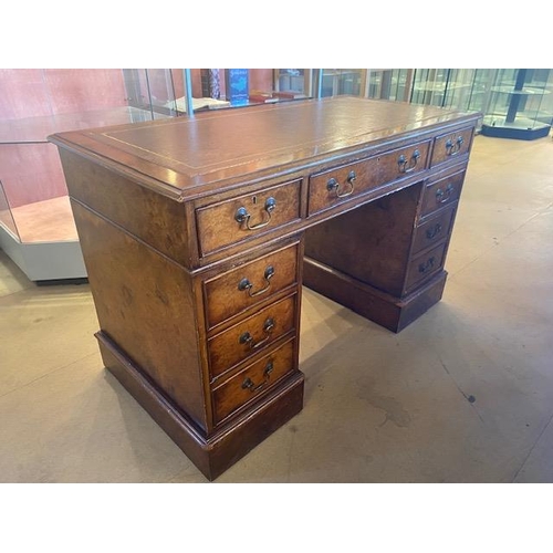 243 - Antique style knee hole desk  (Brights of Nettlebed), four drawers each side on central drawer in bu... 