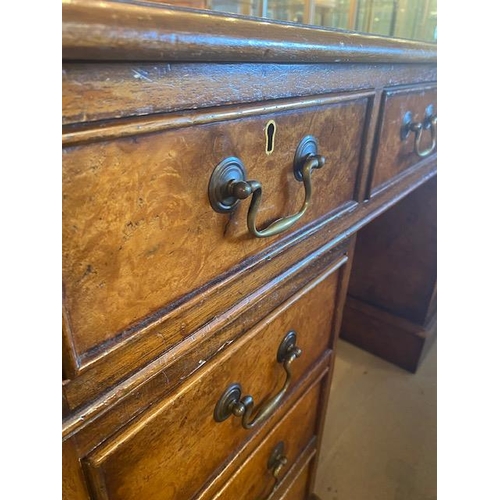 243 - Antique style knee hole desk  (Brights of Nettlebed), four drawers each side on central drawer in bu... 