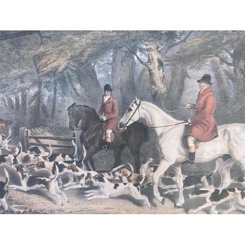 245 - Antique hunting print of William smith with the Brocklesbury hounds framed and glazed approximately ... 