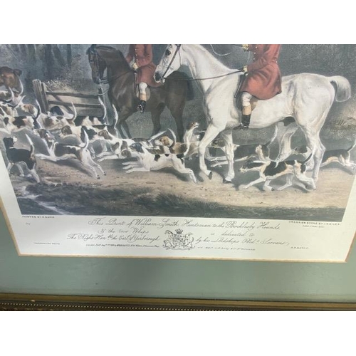 245 - Antique hunting print of William smith with the Brocklesbury hounds framed and glazed approximately ... 