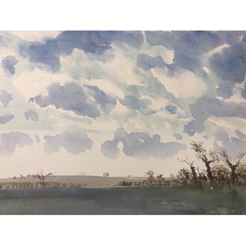 255 - Three unframed water colours of landscapes, signed Keith Money, approximately 43 x 36, Strange sky, ... 