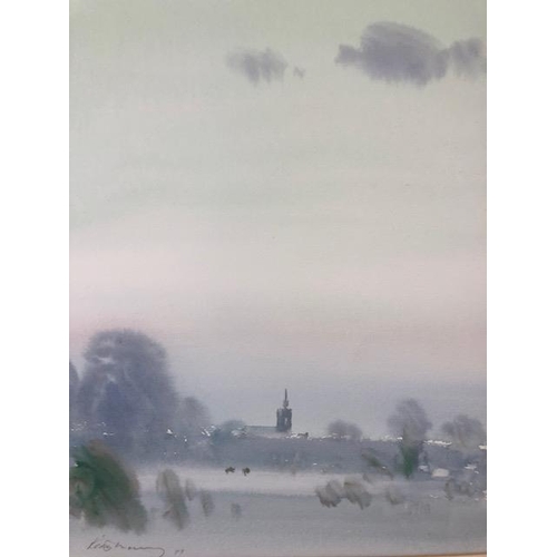 255 - Three unframed water colours of landscapes, signed Keith Money, approximately 43 x 36, Strange sky, ... 