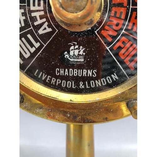 265 - Brass Ships engine order telegraph, Chadburns Liverpool and London, brass mounted on wooden plinth a... 