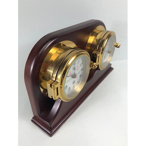 269 - Ships style clock and barometer, S E Wills Liverpool, makers to the Admiralty, Quartz movement  on w... 