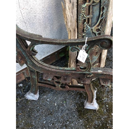 279 - Pair of Iron bench ends for a child's garden bench height approx 55cm and a metal farm yard scene ba... 