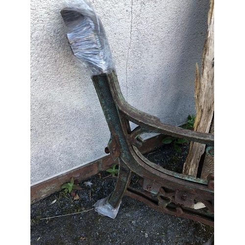 279 - Pair of Iron bench ends for a child's garden bench height approx 55cm and a metal farm yard scene ba... 