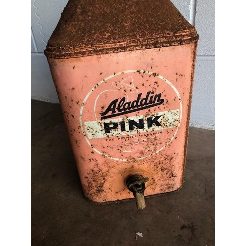 282 - Aladdin pink paraffin can, with tap, 43cm high