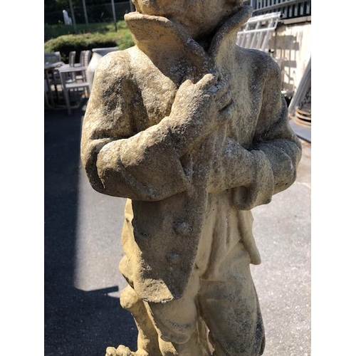 286 - Garden statue on Plinth of a boy approx 110cm tall