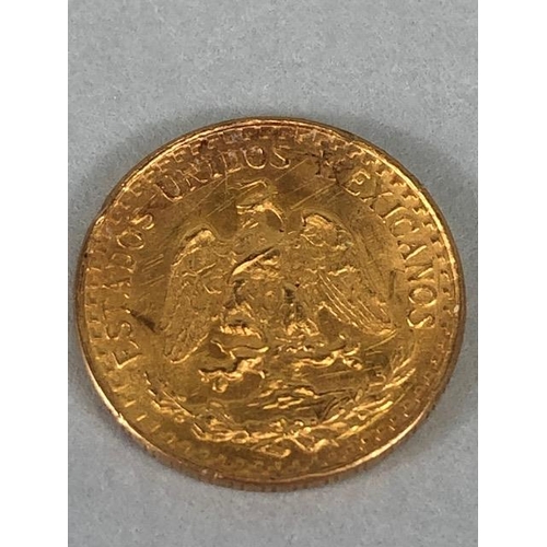 36 - Gold Coin (2): Two 1945 Mexican coins Dos pesos 