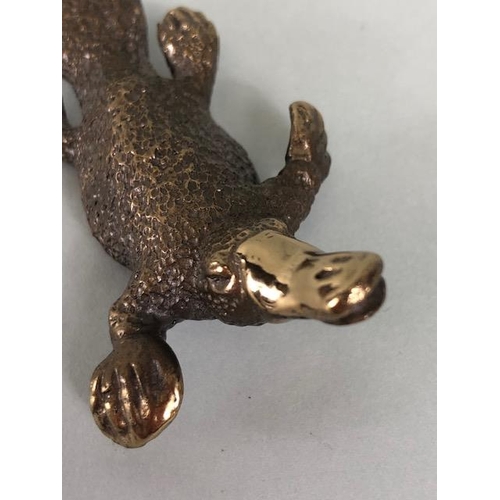 37 - A patinated bronze figure of Duck Billed Platypus signed and approx 65mm in length