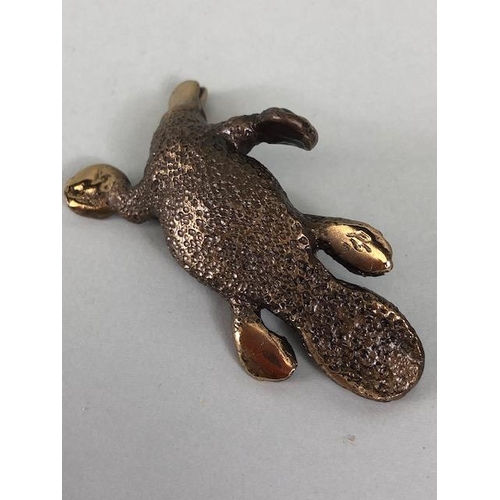 37 - A patinated bronze figure of Duck Billed Platypus signed and approx 65mm in length