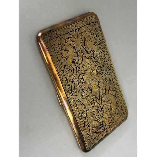 44 - Silver coloured/ White metal presentation cigarette case from Thailand with classic Thai decoration ... 