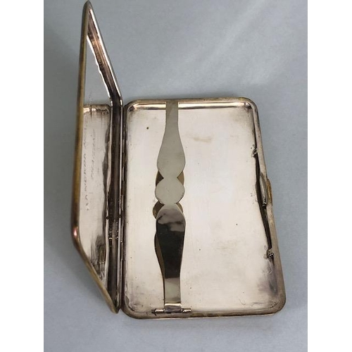 44 - Silver coloured/ White metal presentation cigarette case from Thailand with classic Thai decoration ... 