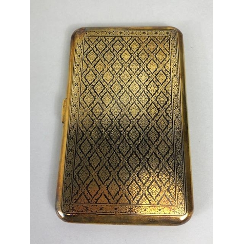 44 - Silver coloured/ White metal presentation cigarette case from Thailand with classic Thai decoration ... 