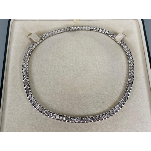 48 - Diamond Collar or Diamond Tennis style necklace comprising approx 97 ninety-seven Diamonds with a to... 