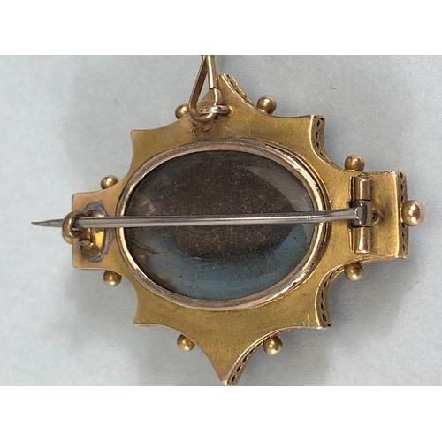 68 - Victorian unmarked yellow metal mourning or memento  brooch set with seed pearls approximately 11.6g