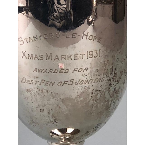 73 - Silver trophy hallmarked for Birmingham by maker WA and engraved 