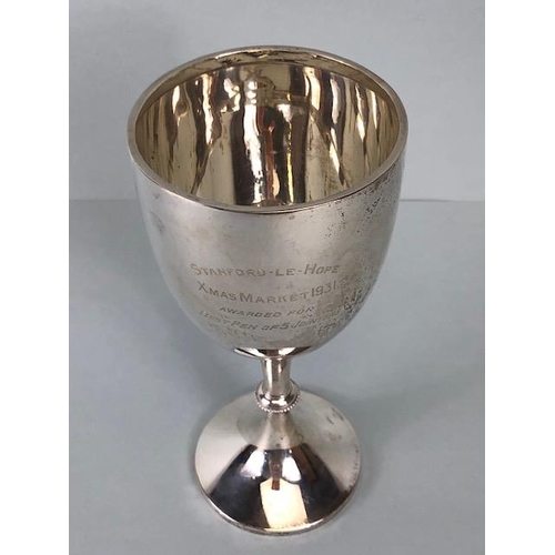 73 - Silver trophy hallmarked for Birmingham by maker WA and engraved 