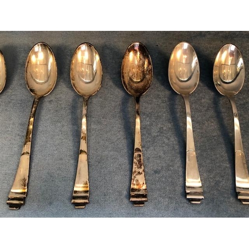 79 - Antique German 800 marked silver cutlery with crescent and moon stamp,comprising of  13 Dinner Knive... 