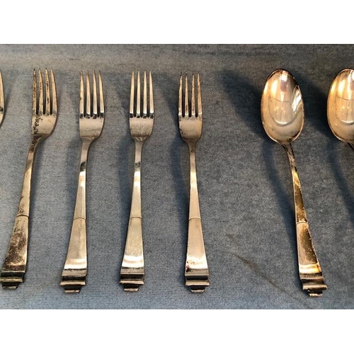 79 - Antique German 800 marked silver cutlery with crescent and moon stamp,comprising of  13 Dinner Knive... 