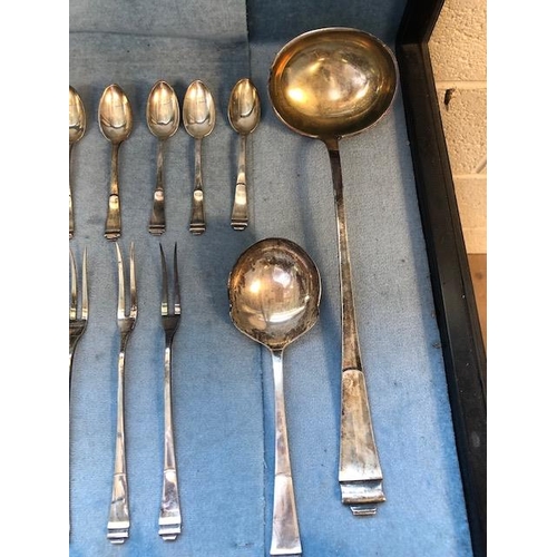 79 - Antique German 800 marked silver cutlery with crescent and moon stamp,comprising of  13 Dinner Knive... 