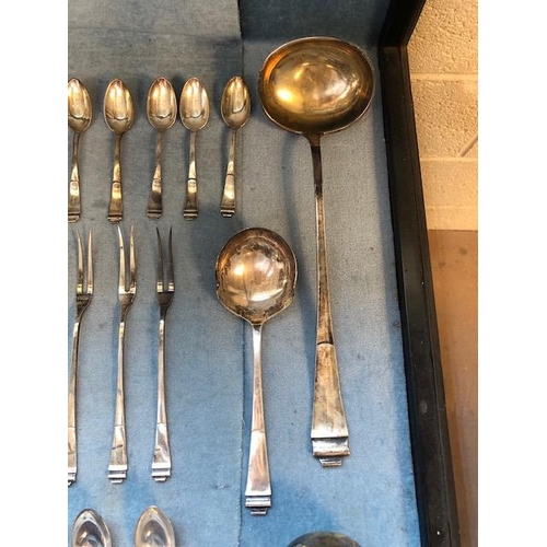 79 - Antique German 800 marked silver cutlery with crescent and moon stamp,comprising of  13 Dinner Knive... 