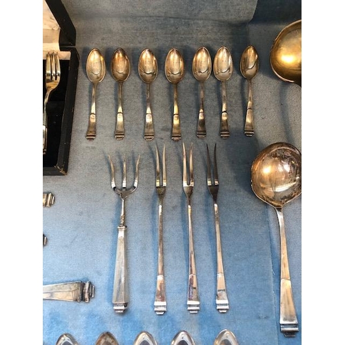 79 - Antique German 800 marked silver cutlery with crescent and moon stamp,comprising of  13 Dinner Knive... 