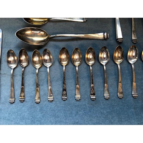 79 - Antique German 800 marked silver cutlery with crescent and moon stamp,comprising of  13 Dinner Knive... 