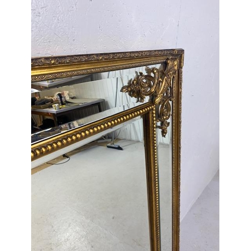 81 - Large Antique style mirror with Gold gilt frame, bead work and bevel edged mirrors approx 89 x 120cm