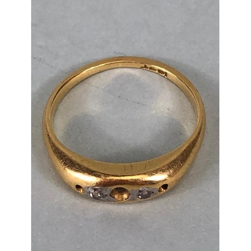 9 - 18ct Gold ring set with two diamonds missing three stones size 'I' and 3.1g