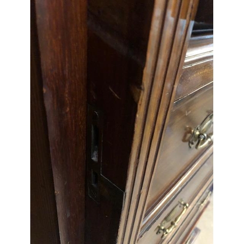 91A - Antique Furniture, 19th century Gentleman's combined wardrobe and drawer chest, single hanging space... 