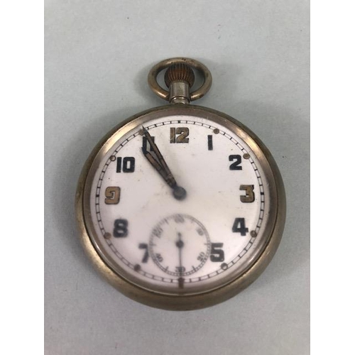 118 - Military watches, white metal cased pocket watch by W Ehrhardt London the back of case with crows fo... 