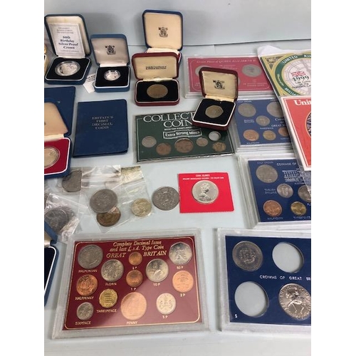 132 - Collection of British proof coins, to include, Silver cased  £1.00 coins, silver jubilee cased coins... 